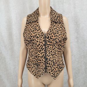 Easy Rider Vintage 90s Leopard Print Suede Leather Vest Bikercore Motorcycle